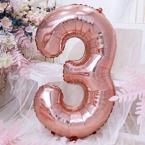 32” Rose Golden Number 3 Reflective Balloon Reusable Birthday Party Decoration